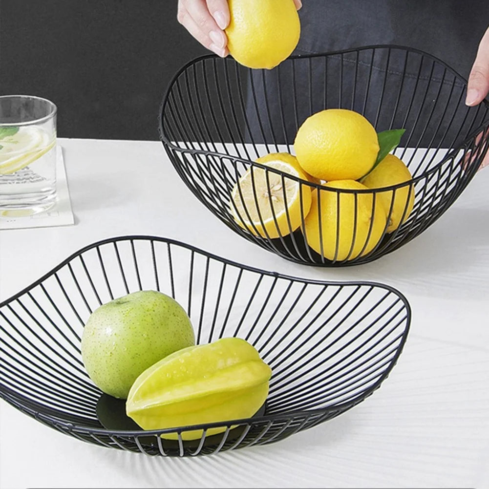 Panier à Fruits Rond en Métal - Bol de Rangement Polyvalent pour Cuisine
