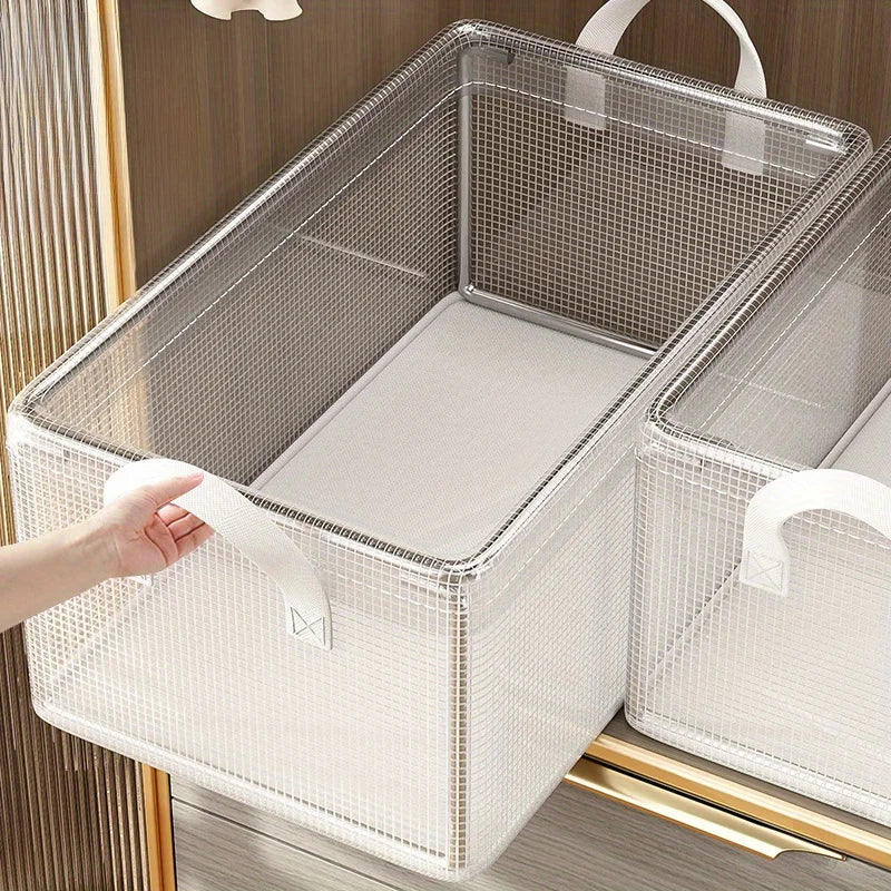 Boîte de Rangement Transparente en PVC avec Cadre en Acier - Imperméable, Panier pour Sous-Vêtements - Idéale Maison & Dortoir