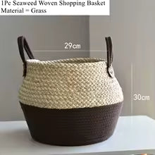Panier en osier de mer Zerolife avec poignée - Pot de fleurs suspendu en rotin, rangement linge sale, jouets enfants - 3 tailles disponibles