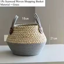 Panier en osier de mer Zerolife avec poignée - Pot de fleurs suspendu en rotin, rangement linge sale, jouets enfants - 3 tailles disponibles