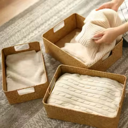 Panier Tissé Naturel en Herbes Marines et Paille - Rangement Cuisine & Déco