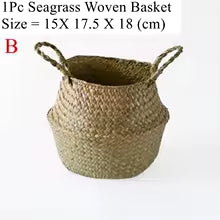 Panier en osier de mer Zerolife - Polyvalent pour fleurs, linge et pique-nique