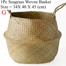 Panier en osier de mer Zerolife - Polyvalent pour fleurs, linge et pique-nique