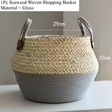 Panier en osier de mer Zerolife avec poignée - Pot de fleurs suspendu en rotin, rangement linge sale, jouets enfants - 3 tailles disponibles