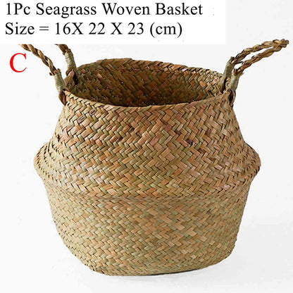 Panier en osier de mer Zerolife - Polyvalent pour fleurs, linge et pique-nique