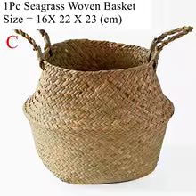 Panier en osier de mer Zerolife - Polyvalent pour fleurs, linge et pique-nique