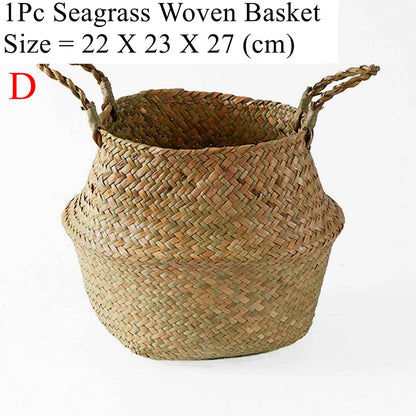 Panier en osier de mer Zerolife - Polyvalent pour fleurs, linge et pique-nique