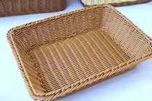 Panier de Rangement Rectangulaire en Rotin Synthétique Tressé - Idéal Fruits, Thé, Pain, Cosmétiques