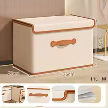 Boîte de Rangement Vêtement avec Couvercle - Organiseur Pliable pour Dressing, Linge et Couvertures - Beige