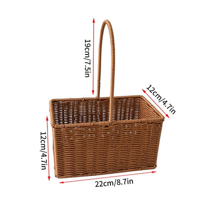 Panier de Rangement Tressé en Rotin - Idéal Fruits, Légumes, Pain, Pique-Nique & Organisation