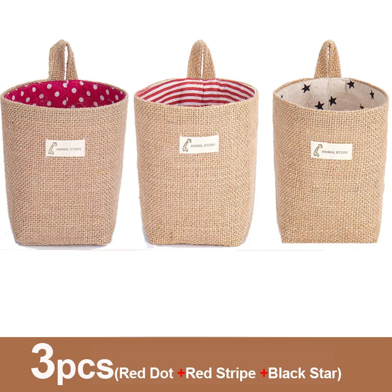 Lot de 3 paniers de rangement en jute et lin - Organisateur polyvalent pour plantes, jouets et décoration intérieure