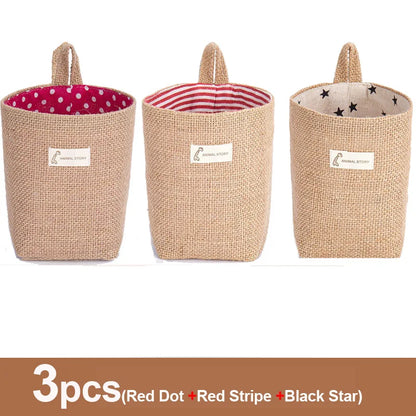 Lot de 3 paniers de rangement en jute et lin - Organisateur polyvalent pour plantes, jouets et décoration intérieure