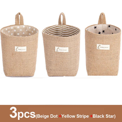 Lot de 3 paniers de rangement en jute et lin - Organisateur polyvalent pour plantes, jouets et décoration intérieure