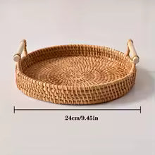 Panier de Rangement en Rotin Tressé avec Couvercle - Organiseur Cuisine Écologique & Décoration Rustique