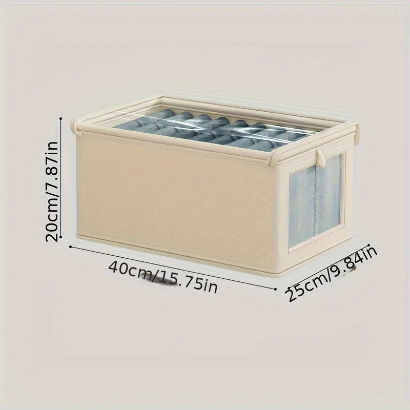 Boîte de rangement pliable en toile avec fenêtre transparente - Organiseur de placard gain de place