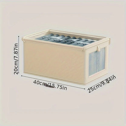Boîte de rangement pliable en toile avec fenêtre transparente - Organiseur de placard gain de place