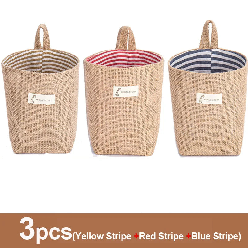 Lot de 3 paniers de rangement en jute et lin - Organisateur polyvalent pour plantes, jouets et décoration intérieure
