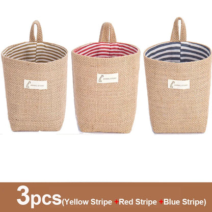 Lot de 3 paniers de rangement en jute et lin - Organisateur polyvalent pour plantes, jouets et décoration intérieure