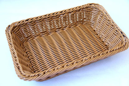 Panier de Rangement Rectangulaire en Rotin Synthétique Tressé - Idéal Fruits, Thé, Pain, Cosmétiques