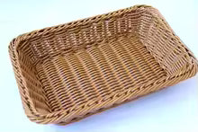 Panier de Rangement Rectangulaire en Rotin Synthétique Tressé - Idéal Fruits, Thé, Pain, Cosmétiques