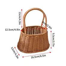 Panier de Rangement Tressé en Rotin - Idéal Fruits, Légumes, Pain, Pique-Nique & Organisation
