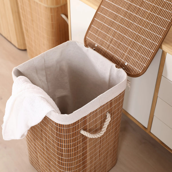 Panier à linge café marron - Panier à linge rustique chaud fait main, qui s’accorde avec n’importe quel style de décoration intérieure