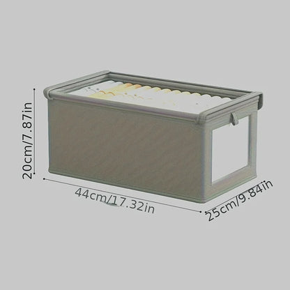 Boîte de rangement pliable en toile avec fenêtre transparente - Organiseur de placard gain de place