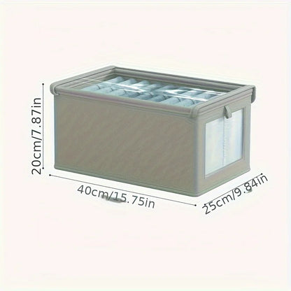 Boîte de rangement pliable en toile avec fenêtre transparente - Organiseur de placard gain de place