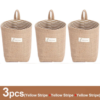 Lot de 3 paniers de rangement en jute et lin - Organisateur polyvalent pour plantes, jouets et décoration intérieure