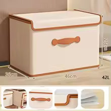 Boîte de Rangement Vêtement avec Couvercle - Organiseur Pliable pour Dressing, Linge et Couvertures - Beige