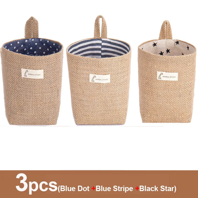 Lot de 3 paniers de rangement en jute et lin - Organisateur polyvalent pour plantes, jouets et décoration intérieure