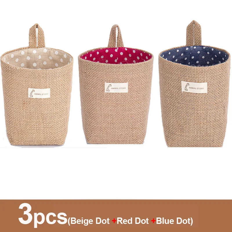 Lot de 3 paniers de rangement en jute et lin - Organisateur polyvalent pour plantes, jouets et décoration intérieure
