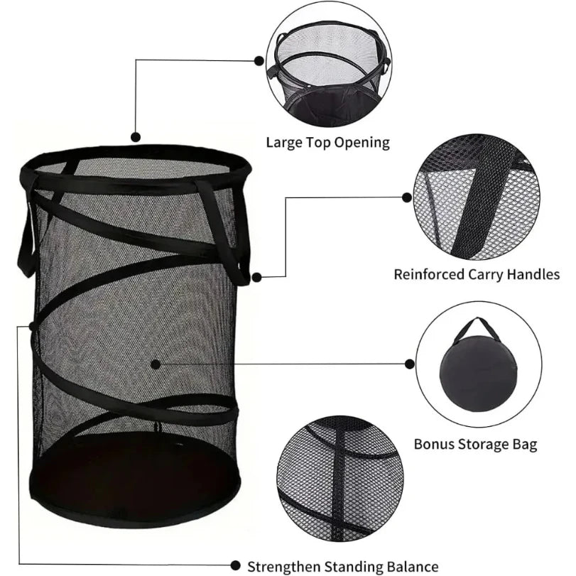 Panier à Linge Pliant avec Cadre en Fil - Rangement Organisé pour Linge Sale
