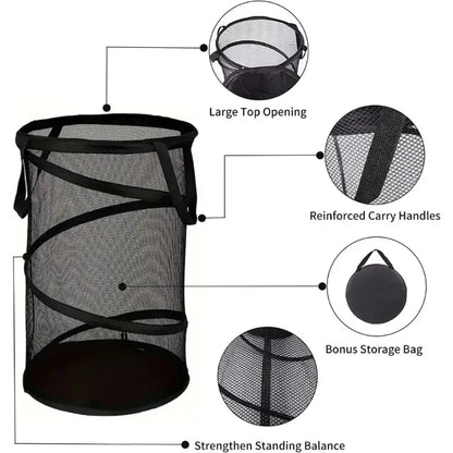 Panier à Linge Pliant avec Cadre en Fil - Rangement Organisé pour Linge Sale