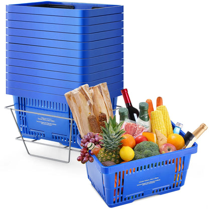 Panier de Courses Plastique 24L SucceBuy - Lot de 12, Portable avec Poignée pour Supermarché