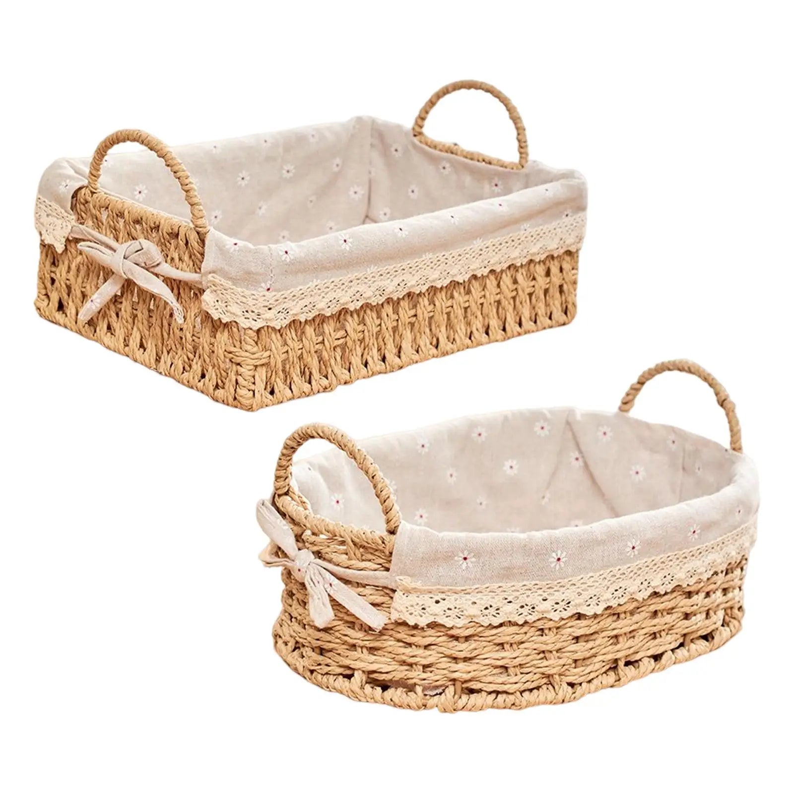 Paniers de Rangement Tissés à la Main avec Poignées - Organiseur Polyvalent pour Cuisine, Salle de Bain et Décoration Intérieure