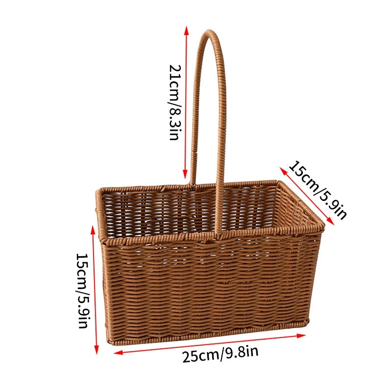 Panier de Rangement Tressé en Rotin - Idéal Fruits, Légumes, Pain, Pique-Nique & Organisation