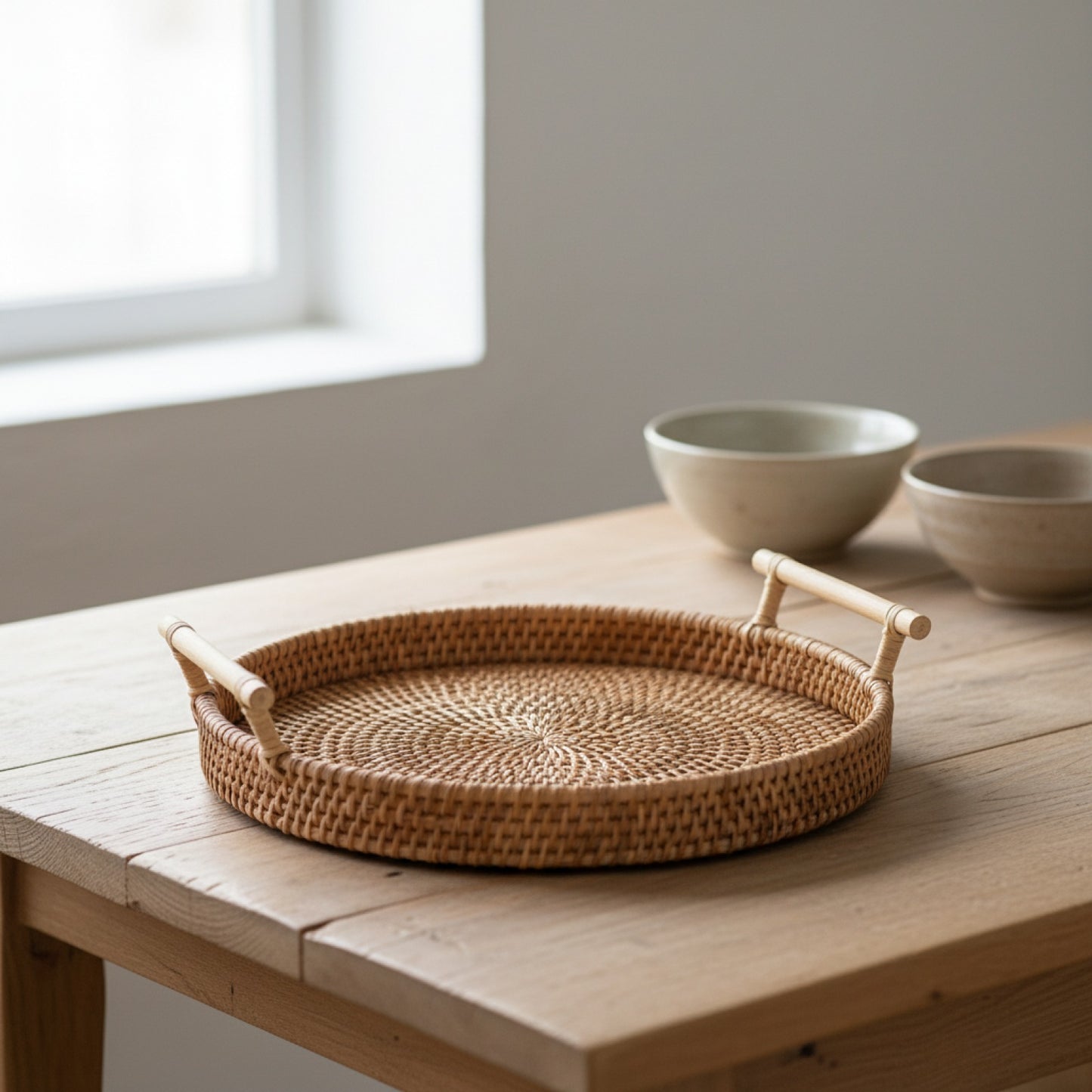Plateau et Panier de Rangement Alimentaire en Rotin Tissé Main - Organisateur Cuisine Écologique avec Couvercle