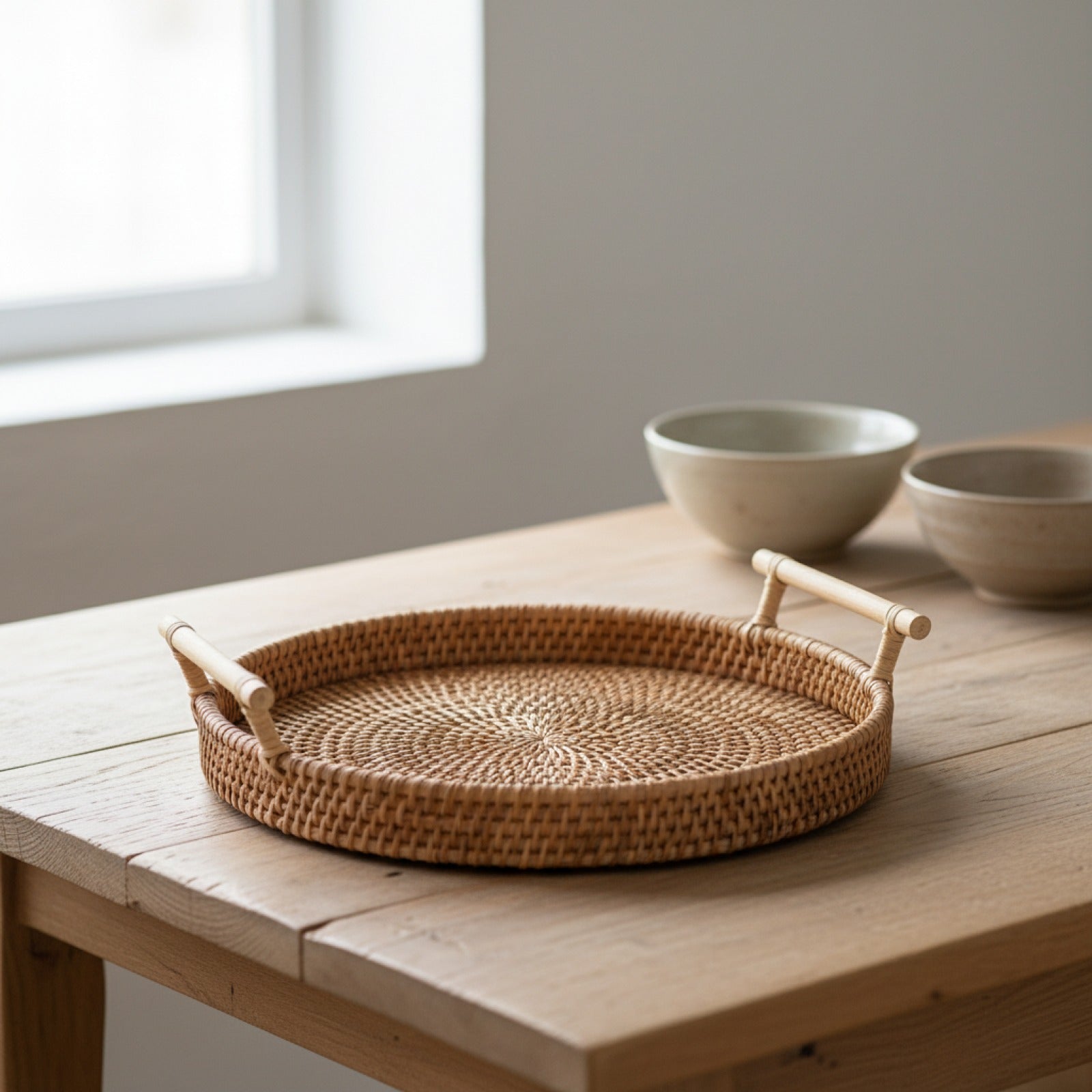 Plateau et Panier de Rangement Alimentaire en Rotin Tissé Main - Organisateur Cuisine Écologique avec Couvercle