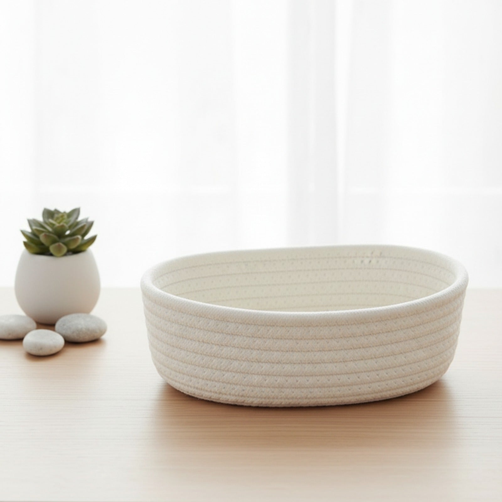 Panier de Rangement en Coton Style Nordique - Organisateur Polyvalent pour Bureau, Cosmétiques et Objets
