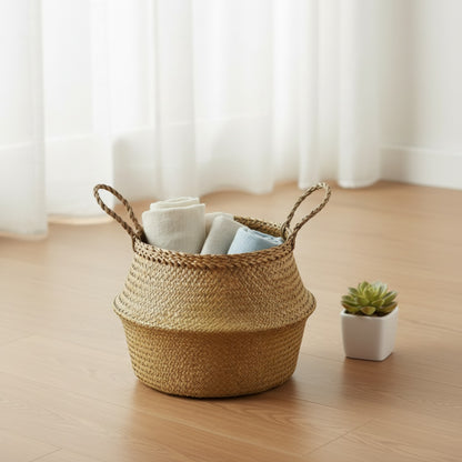 Panier Suspendu en Osier Marin & Rotin - Zerolife pour Fleurs, Linge & Rangement