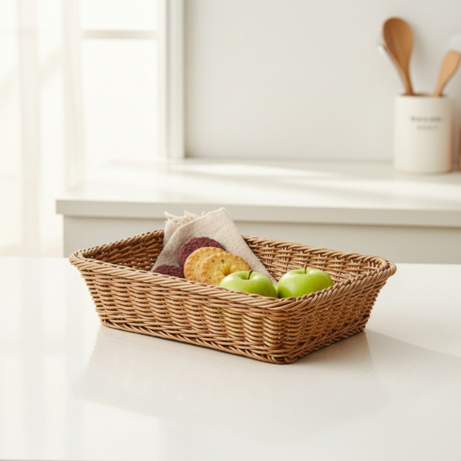 Panier Rectangulaire en Rotin Tissé - Rangement Maison & Cuisine