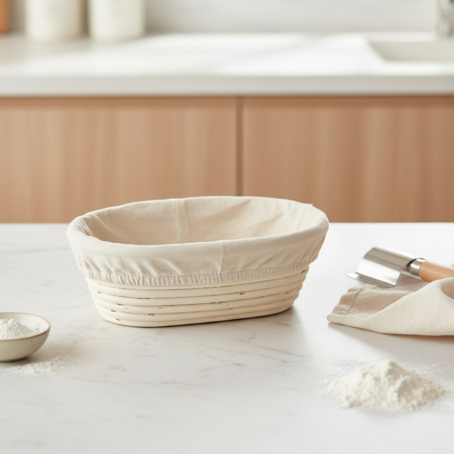 Panier de Rangement en Rotin Naturel avec Couverture - Idéal pour Pain et Pâtisserie