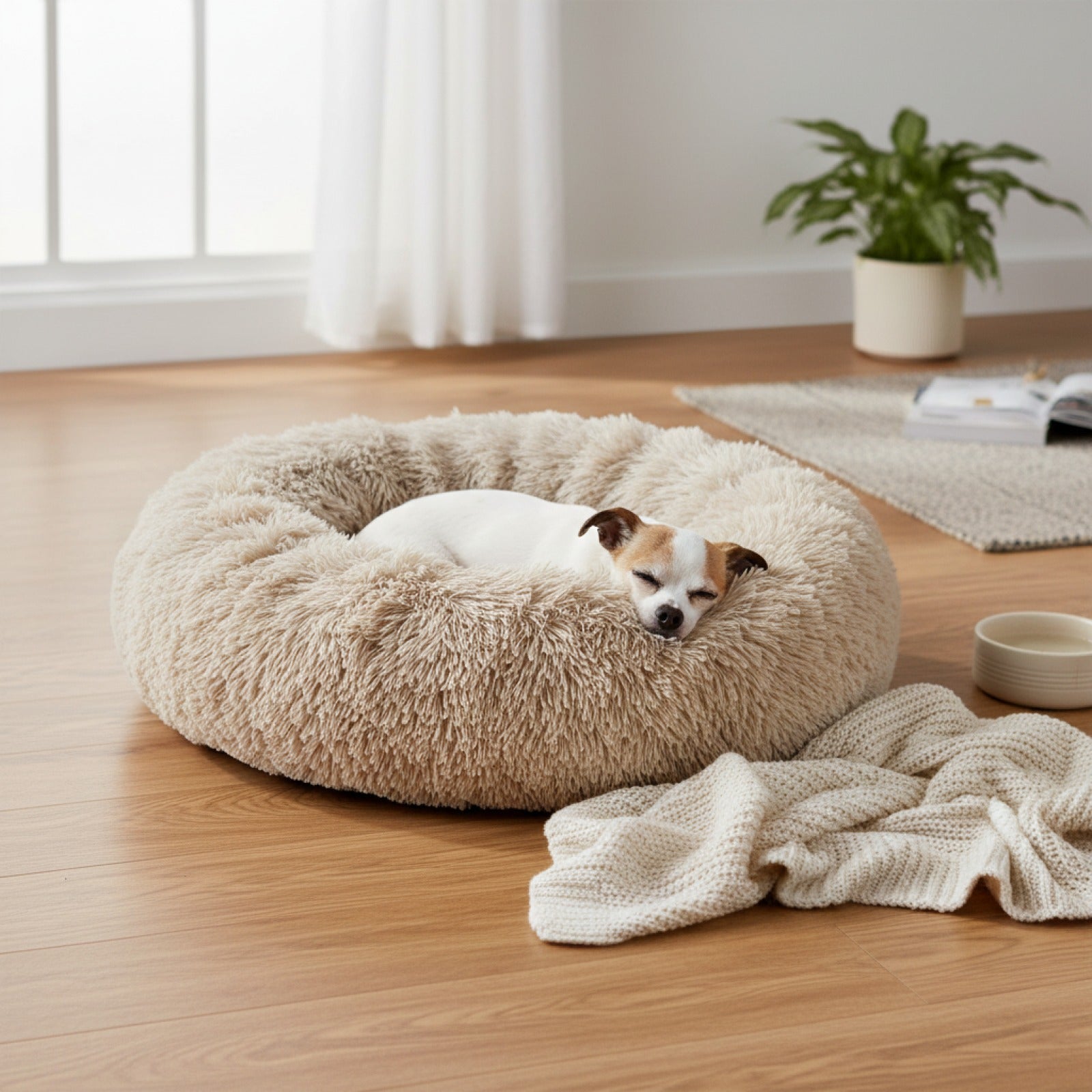 Lit Rond Doux et Chaud pour Chien - Tailles 40-90 cm