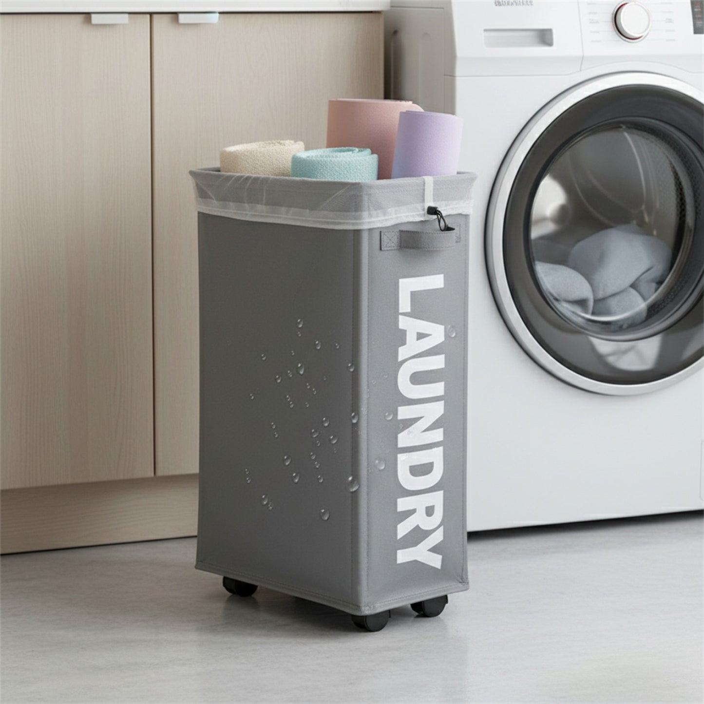Panier à Linge Pliable et Imperméable avec Roues - Grande Capacité pour Vêtements Sales et Rangement Multifonctionnel