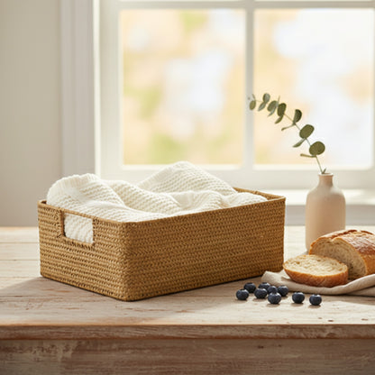 Panier Tissé Naturel en Herbes Marines et Paille - Rangement Cuisine & Déco