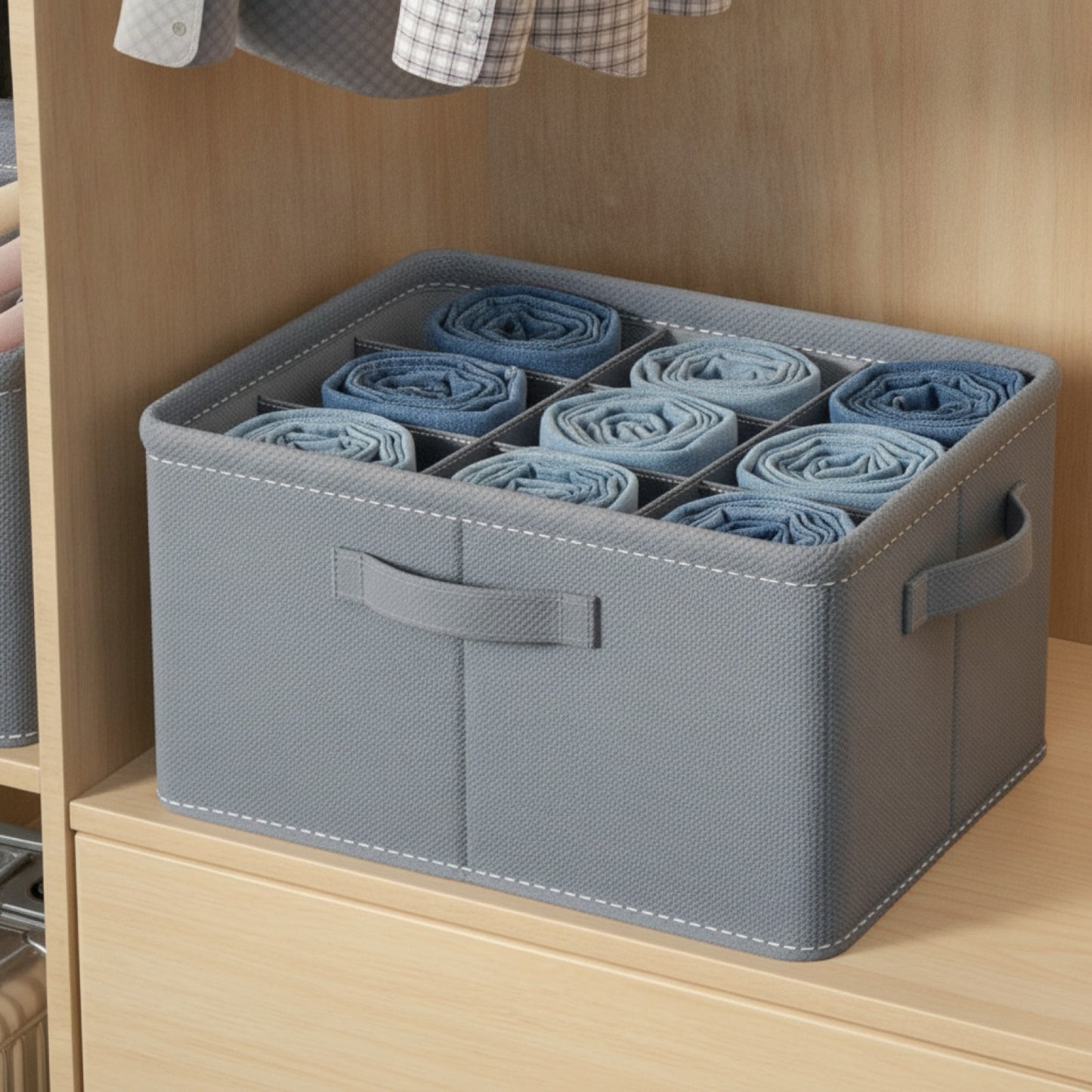 Boîte de Rangement Épaisse pour Vêtements - Pliable, 6/7/9 Compartiments pour Jeans, Pulls, Chemises - Organisateur de Placard et Tiroir
