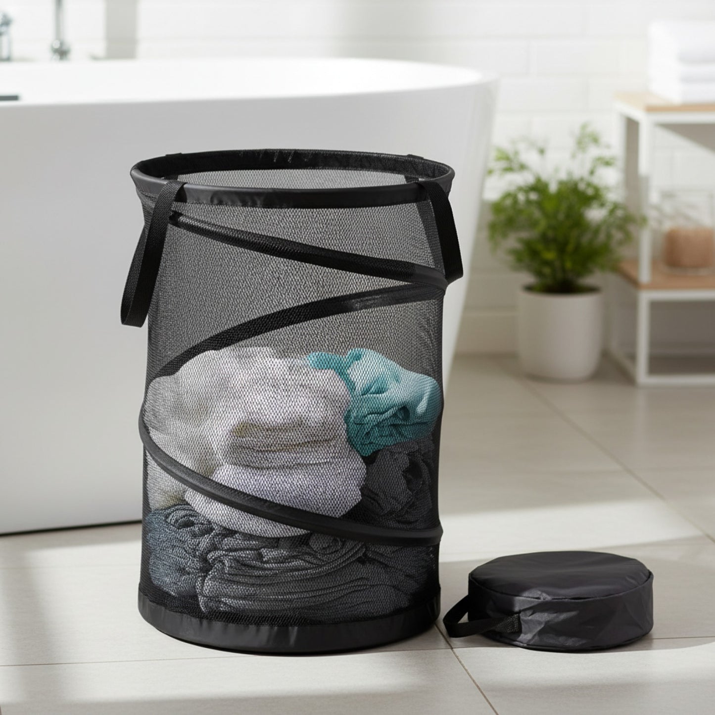 Panier à Linge Pliant avec Cadre en Fil - Rangement Organisé pour Linge Sale