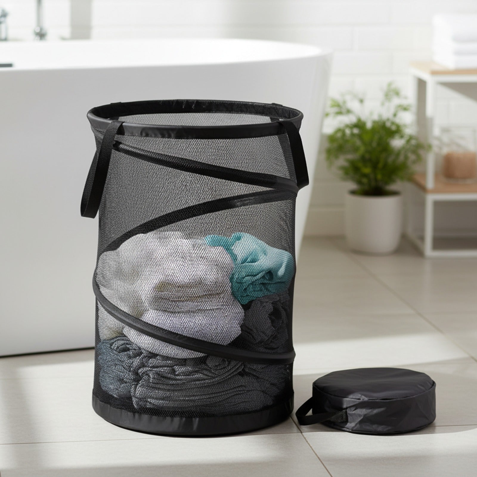 Panier à Linge Pliant avec Cadre en Fil - Rangement Organisé pour Linge Sale