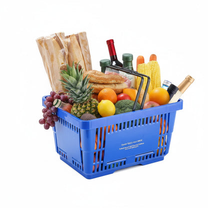 Panier de Courses Plastique 24L SucceBuy - Lot de 12, Portable avec Poignée pour Supermarché